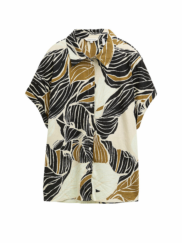 Tom Tailor Blouse à Manches Courtes 1046207 Neutral Cut Leaves Design 36 Femme